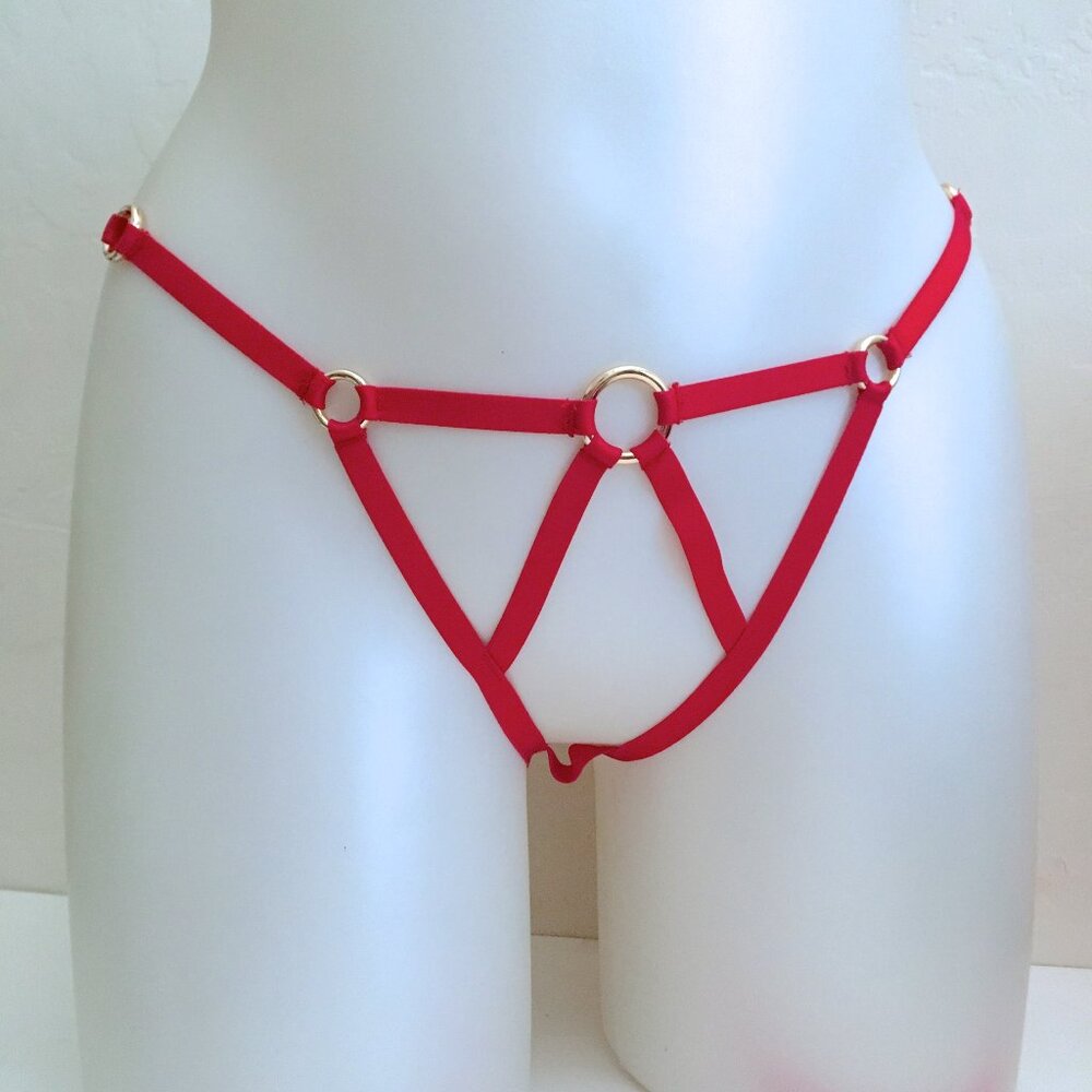 VS Strappy Cage Crotchless Open Cheeky Panty M L NWT